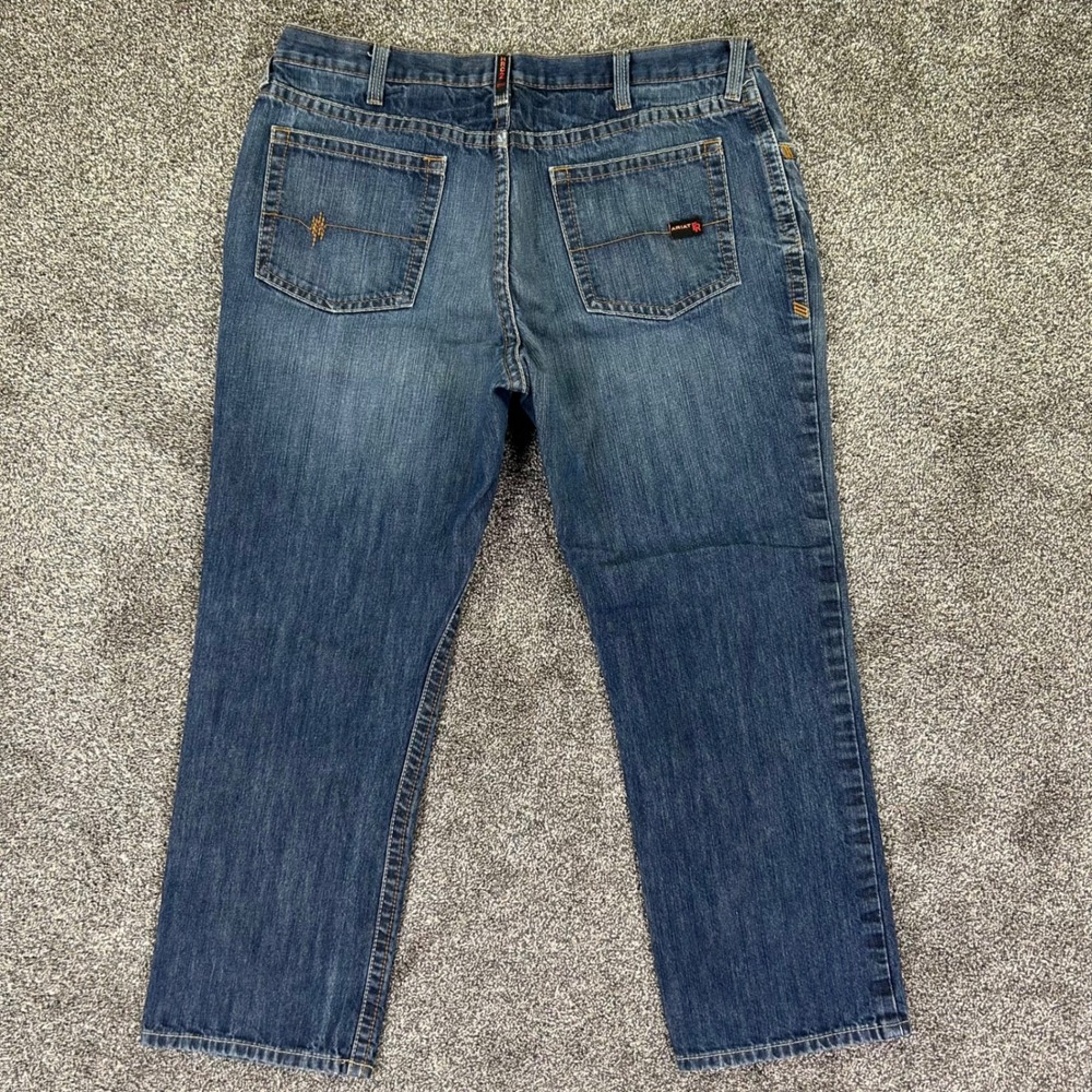 Ariat Work FR M4 Low Rise Boot Cut Jeans Mens 42x32 Blue Flame Resistant Pants - Picture 2 of 15